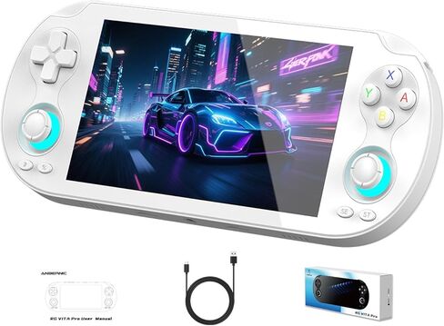 وحدة تحكم ألعاب محمولة باليد Anbernic RG VITA Pro Retro، RGVITA Pro Dual OS Android 14 ونظام Linux 5.5 بوصة تدعم شاشة اللمس WiFi 6 Bluetooth 5.2 (أسود) in Kuwait