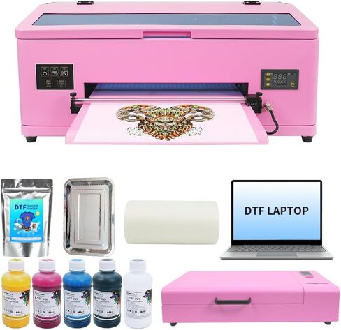 طابعة DTF مقاس A3 F R1390 مع وحدة تغذية اللفائف، آلة طباعة نقل مباشرة إلى الفيلم مع نظام تدوير الحبر الأبيض والتنظيف شبه التلقائي للقمصان التي يمكنك صنعها بنفسك (طابعة + حبر + فيلم + برنامج) in Kuwait