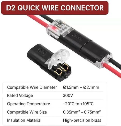 Wire Connector, Double Wire Plug in Connectors, Quick-Clip Fasteners Multi-Purpose Snap-On Blocks for Strip Lights DIY Crafting, Low-Voltage Decor in Kuwait