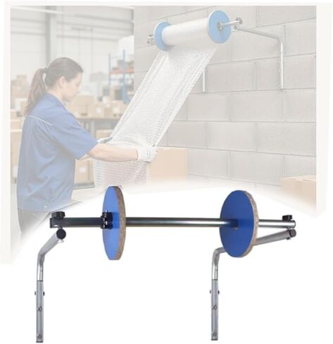 Bubble Foam Wrap Roll Dispenser, Wall Mount Bubble Cushioning Holder, Galvanized Steel, Positioning Clip Fixation, Easy to Install, for Packing Moving Shipping Protection Factory Express in Kuwait