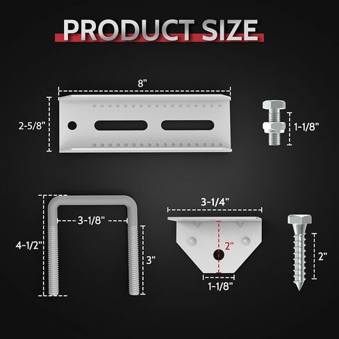 8" Hot-Dipped Galvanized Boat Trailer Bunk Brackets Fits 3" x 3", 2" x 3", 1-1/2" x 3" Trailer Crossmembers Boat Trailer Parts Accessories, Pack of 4 in Kuwait