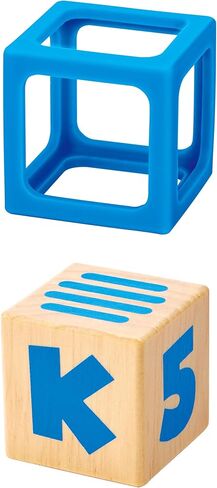 Hape Grip-n-Stack 10-Piece Wooden Building Blocks with Silicone Edges - Educational Alphabet & Number Stacking Toy for Toddlers and Babies - Fine Motor Skills & Sensory Play Set in Kuwait