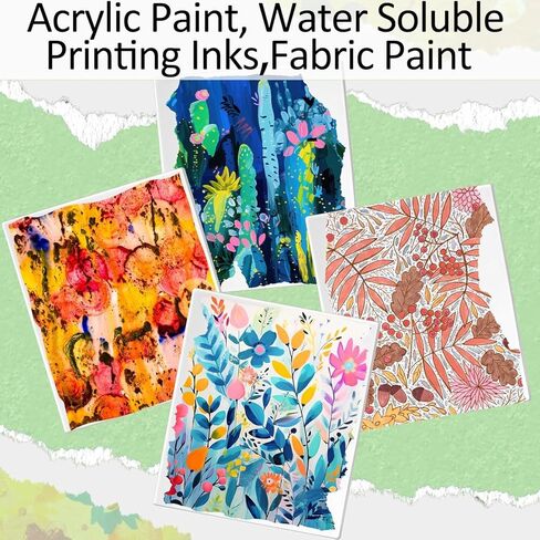Aiacmea Reusable Gel Printing Plate Kit with 3 Shapes of 2.95" Gel Plates, Paint Brushes, Templates & Wooden Frame | Easy Clean & Transfer for DIY Printmaking, Art, Card Making, Scrapbooking in Kuwait
