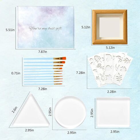 Aiacmea Reusable Gel Printing Plate Kit with 3 Shapes of 2.95" Gel Plates, Paint Brushes, Templates & Wooden Frame | Easy Clean & Transfer for DIY Printmaking, Art, Card Making, Scrapbooking in Kuwait