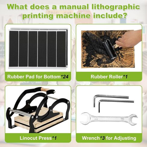 A4 Manual Lever Linocut Printing Press, Suitable for 25mm Thick Blocks, Even Pressure on Large Format, Reinforced Structure,Linocut Press Machine Design Includes Felt Pad & Rubber Roller in Kuwait