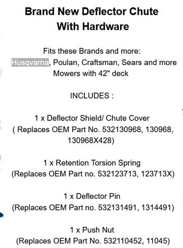 بديل لـ Husqvarna الجديد 42 بوصة منحرف الدرع مع أجهزة التركيب 130968 532130968 OEM in Kuwait