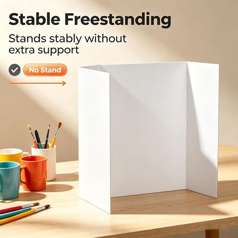 Trifold Poster Board, White Corrugated Presentation Board with Double Sided Tapes, Display Board for School Project, Science Fair (4=26x17) in Kuwait