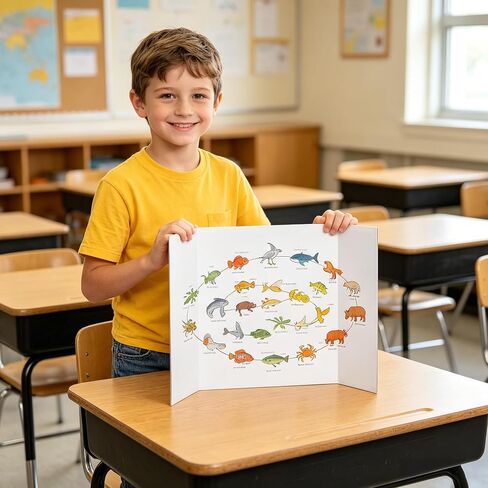 Trifold Poster Board, White Corrugated Presentation Board with Double Sided Tapes, Display Board for School Project, Science Fair (4=26x17) in Kuwait