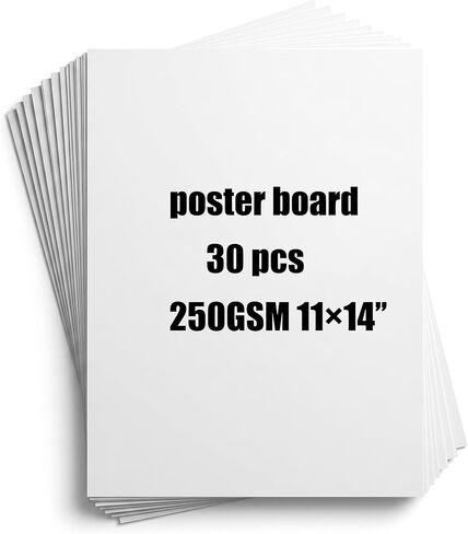 11×14" Poster Board 30pcs White Poster Paper Bulk 250GSM Thick Dual-Sided Glossy & Matte Paper suitable for DIY, Crafts, Drawing and School Supplies in Kuwait
