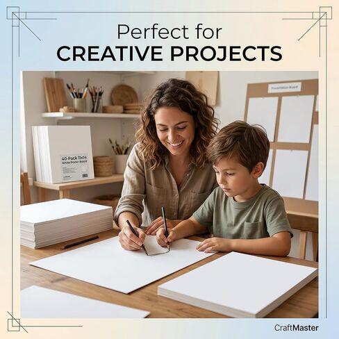 11×14" Poster Board 30pcs White Poster Paper Bulk 250GSM Thick Dual-Sided Glossy & Matte Paper suitable for DIY, Crafts, Drawing and School Supplies in Kuwait