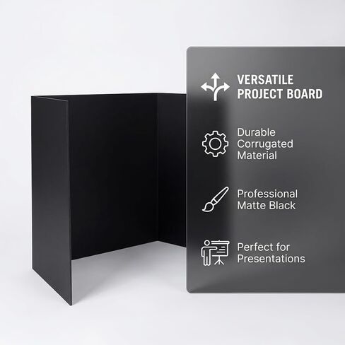 Trifold Poster Board, 24" x 16", Corrugated Project Boards for Science Fairs, School Projects, Event Displays, and Business Presentations, 3-Pack, Black in Kuwait