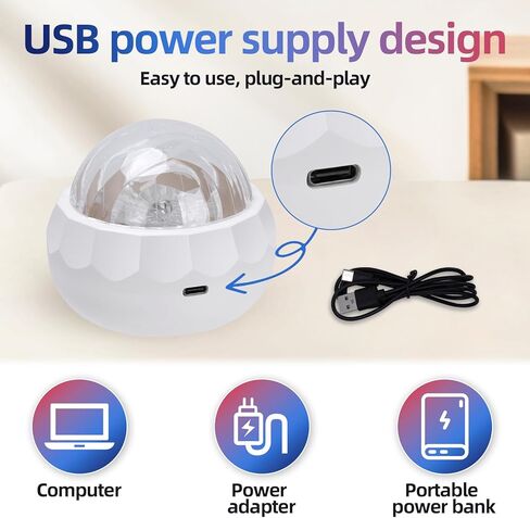 جهاز عرض الضوء الحسي للتوحد، يعمل بمنفذ USB، إسقاط السقف، تأثيرات مهدئة، متعدد الألوان، بلاستيك، متوسط in Kuwait