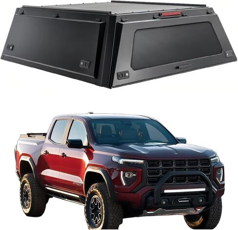 Truck Topper Compatible with GMC Canyon 2015–2022 5.2/6.2ft, Lockable Hardtop Camper Shell w/Gullwing Doors, Rear Tent & Interior Light, No-Drill Bed Cap Pickup Canopy(5.2ftPlain) in Kuwait