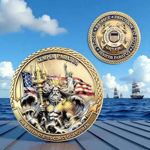 عملة تحدي خفر السواحل بالولايات المتحدة - ميدالية سمبر باراتوس بوسيدون التذكارية، USCG شرف احترام التفاني في أداء الواجب العسكري هدية تقدير للمحاربين القدامى للمقتنيات والعرض in Kuwait
