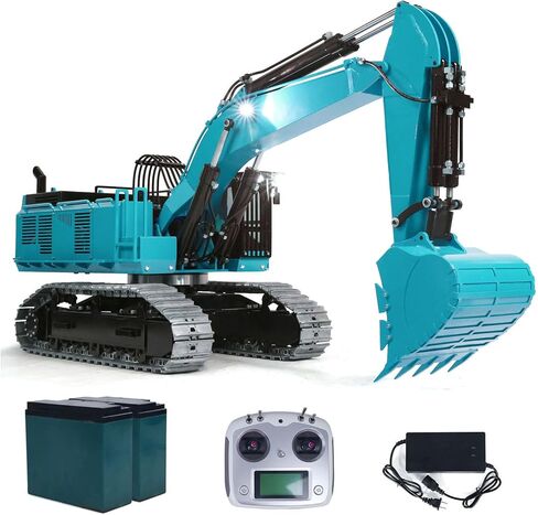 1/8 حفار RC هيدروليكي 385CF نظام إضاءة معدني هيدروليكي، جهاز تحكم عن بعد، نموذج هواية للأعمار من 14 عامًا فما فوق (أزرق وأسود) in Kuwait