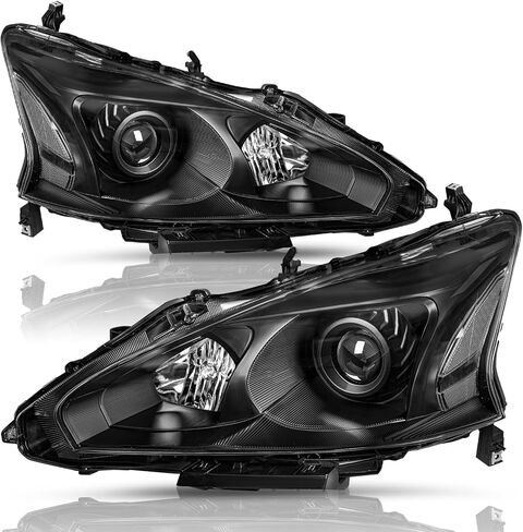 TUSDAR Upgraded Lens Headlights Assembly Fit for 2013-2015 Nissan Altima Halogen Headlamps Replacement Chrome Housing with Amber Reflector in Kuwait