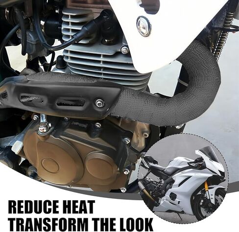 بكرة درع حراري لتغليف العادم، لفافة حرارية من الألياف الزجاجية بطول 2 × 16 قدم لأنابيب العادم للدراجات النارية والسيارة، تتضمن 10 أربطة قفل غير قابلة للصدأ (أسود) in Kuwait