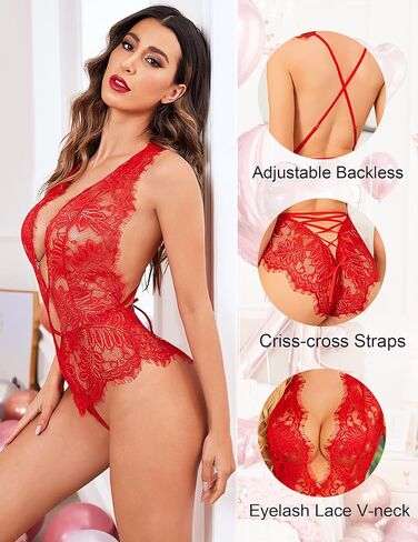 Avidlove Teddy Lingerie for Women Lace Bodysuit Babydoll Lingerie Green Medium in Saudi Arabia