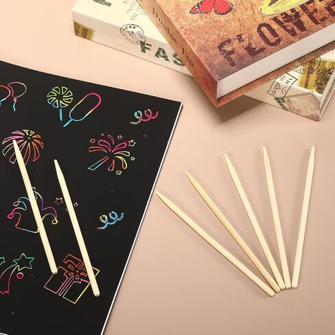 200 قطعة من أدوات فنية للخدش شديدة التحمل، 4.7 بوصة من العصي الحرفية، قلم خشبي لفن الخدش، أعواد خشبية لقلم الخيزران للحرف اليدوية، أعواد رسم إبداعية للمراهقين والمعلمين in Kuwait