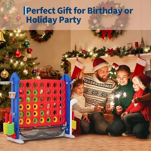 OUTLANE Giant 4-in-a-Row Connect Game, 3.5FT Height Adjustable Jumbo 4-to-Score Floor Game Set with Golf, Basketball & Ring Toss, Indoor Outdoor Yard Game for Kids, Adults & Family Holiday Party in Kuwait