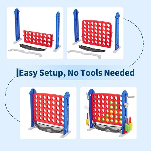 OUTLANE Giant 4-in-a-Row Connect Game, 3.5FT Height Adjustable Jumbo 4-to-Score Floor Game Set with Golf, Basketball & Ring Toss, Indoor Outdoor Yard Game for Kids, Adults & Family Holiday Party in Kuwait