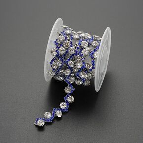 Jerler Rhinestone Trim, Crystal Rhinestone Chain Applique, Ideal for DIY Decoration and Wedding Clothing Embellishments, 0.4" Width (Silver, 1 Yard) in Saudi Arabia