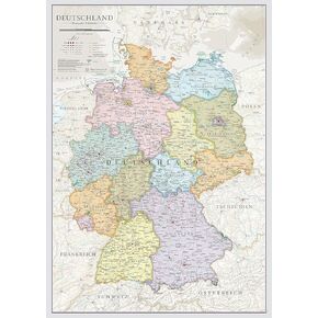 Maps International - Germany Map - Classic Germany Map Poster - Single Side Laminated - 16.5 x 23.4 inches in Saudi Arabia