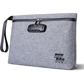 Lockable Money Bag for Cash & Documents, Waterproof Cash Storage Bag with Combination Lock, Large Security Pouch for Travel, Office, Home & Business, 12.5 x 8 in (Grey) in Kuwait