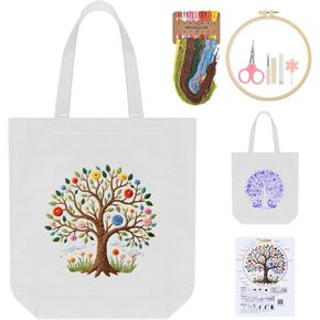 ERKOON Embroidery Canvas Tote Bag for Beginners, Needlepoint Arts Crafts Cross Stitch Kits in Kuwait