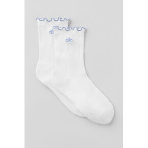 Alo Yoga Women's Lettuce Edge Sock - White/Winter Frost in Kuwait