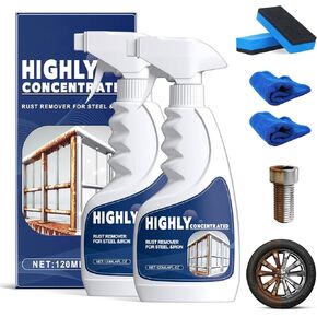2 Pcs Rust Remover Spray for Metal, Powerful Rust Removal Heavy Duty Metal Cleaner, Multipurpose Highly Concentrated Rust Remover for Steel & Iron, Stainless Steel, Automotive Parts, Fast Acting in Kuwait