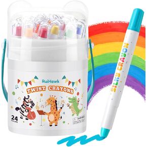 Silky Crayons, 36 Colors Baby Crayons for Toddlers 1-3 and Kids 4-8, Twist Easy-Grip with 150 PDF Pages & Brush– Washable Art Supplies, Ideal Coloring Gift Kit for Boys & Girls in Kuwait