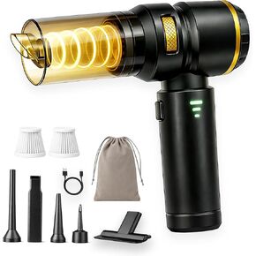 5-in-1 Cordless Car Vacuum & Air Duster, 18000Pa Powerful Suction, Portable Handheld Vacuum with Blower & Inflator Modes, USB-C Rechargeable with Multi Nozzles & Pet Hair Removal Glove (Black) in Kuwait