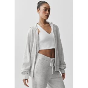 Alo Yoga Wool Cashmere New Class Full Zip Hoodie - White Heather in Saudi Arabia