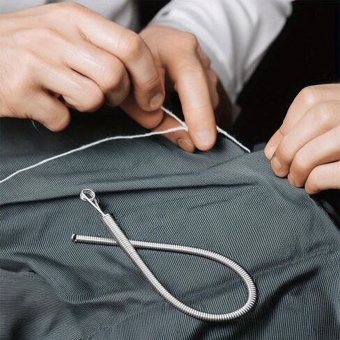 6PCS Drawstring Threader Tool Set, Elastic Waistband Cord Threading Tool Kit, Metal & Flexible Spring Threaders for Pants Hoodies Shorts DIY Sewing String Replacement Tool (Silver 6PCS) in Kuwait