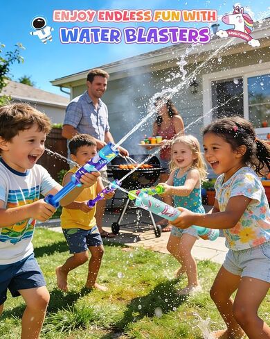 Water Gun Squirter Shooters for Kids: 4 Pack Water Blasters with Colorful Pattern, Cute Squirt Guns Water Soaker Bulk for Boys Girls Summer Pool Toy Swimming Beach Outdoor Party Favors in Kuwait