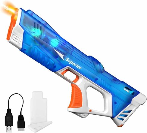 Electric Water Gun for Adults Kids, Automatic Water Absorption Squirt Gun with Colorful LED,High-Capacity,Long Range,Summer Outdoor Pool Beach Water Pistol Blaster Toys(Black) in Saudi Arabia