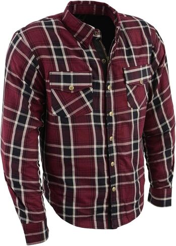 Milwaukee Leather MPM1640 Men's Plaid Flannel Biker Shirt with CE Approved Armor - Reinforced w/Aramid Fiber in Kuwait