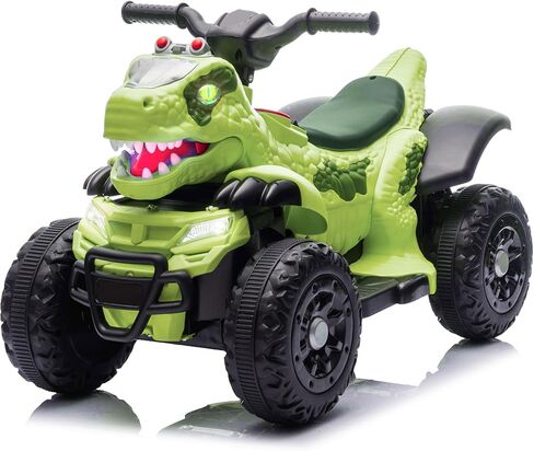 Bluefun Dinosaur Electric Ride On ATV 4 Wheeler for Kids,12V ATV Electric Car with Music,Bluetooth & LED Lights,Birthday Gift for Ages 3 (Green) in Kuwait