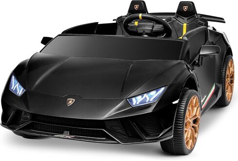 Blitzshark 24V 2 Seater Kids Ride on Car Compatible for Lamborghini Electric 4WD, with 4X75W Motors, 7AH Big Battery, 2.4G Remote Control, Suspension, Fantastic Lights & Music, Black in Kuwait