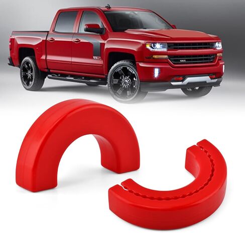 أغطية خطافات السحب متوافقة مع Chev-y Silverad-o 1500 2007-2025، أغطية حماية من السيليكون مناسبة حسب الطلب، ملحقات خطافات سحب السيارة الأمامية بغطاء وصلة، سهلة التركيب (اللون: أحمر) in Kuwait