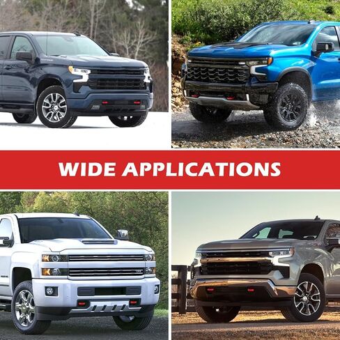 أغطية خطافات السحب متوافقة مع Chev-y Silverad-o 1500 2007-2025، أغطية حماية من السيليكون مناسبة حسب الطلب، ملحقات خطافات سحب السيارة الأمامية بغطاء وصلة، سهلة التركيب (اللون: أحمر) in Kuwait