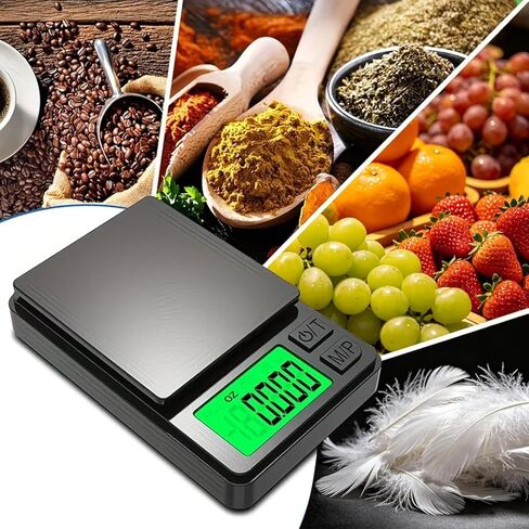 مقياس الجيب الرقمي 500 جرام × 0.01 جرام، مقياس غرام دقيق محمول مع شاشة LCD ووظيفة الفارغة، مجوهرات صغيرة ومقياس طعام للمطبخ والأعشاب والخبز والقهوة والأشياء الصغيرة in Kuwait
