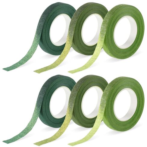 6 Rolls Green Tape for Flowers 1/2" Wide Floral Tape Flower Tapes Adhesive Florist Tapes for Bouquet Stem Wrap Wedding Bouquet Flower Arranging Craft Projects Corsages in Kuwait