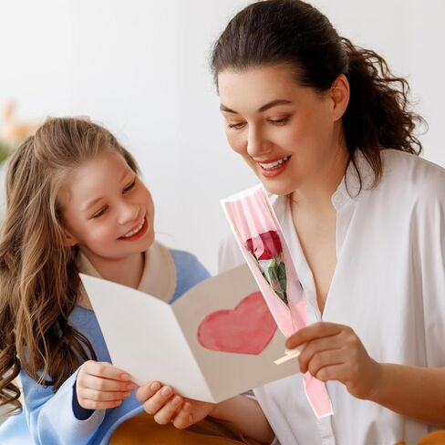 Yuunheg 150 Pack Single Flower Sleeves,Pink Flower Wrapping Paper with Ribbons,Single Rose Gift Wrap Bags,Bouquet Bags for Wedding Mother's Day Valentine'S Day Florist Supplies in Kuwait