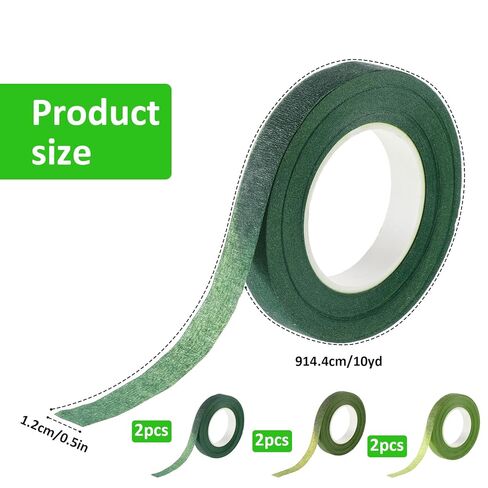 6 Rolls Green Tape for Flowers 1/2" Wide Floral Tape Flower Tapes Adhesive Florist Tapes for Bouquet Stem Wrap Wedding Bouquet Flower Arranging Craft Projects Corsages in Kuwait