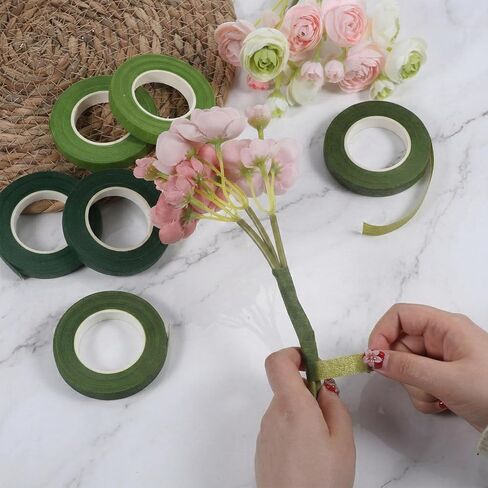 6 Rolls Green Tape for Flowers 1/2" Wide Floral Tape Flower Tapes Adhesive Florist Tapes for Bouquet Stem Wrap Wedding Bouquet Flower Arranging Craft Projects Corsages in Kuwait