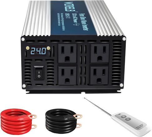 WZRELB 1800W Pure Sine Wave Inverter 48V DC to 110V 120V AC Power Converter with LED Display, Remote Controller, Off-Grid Power Inverter 3600W Surge with 4 AC Outlets,for Home, RV, Truck, Camping in Kuwait