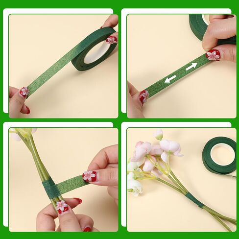 6 Rolls Green Tape for Flowers 1/2" Wide Floral Tape Flower Tapes Adhesive Florist Tapes for Bouquet Stem Wrap Wedding Bouquet Flower Arranging Craft Projects Corsages in Kuwait