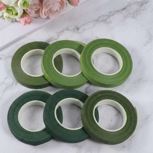 6 Rolls Green Tape for Flowers 1/2" Wide Floral Tape Flower Tapes Adhesive Florist Tapes for Bouquet Stem Wrap Wedding Bouquet Flower Arranging Craft Projects Corsages in Kuwait